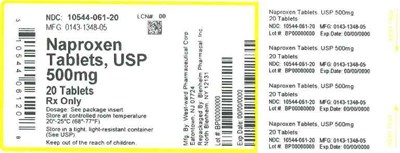500mg 20ct (Label Naproxen Tabs 500mg Bpi(10544 061 20) Westward(0143 1348 05) Rev0)